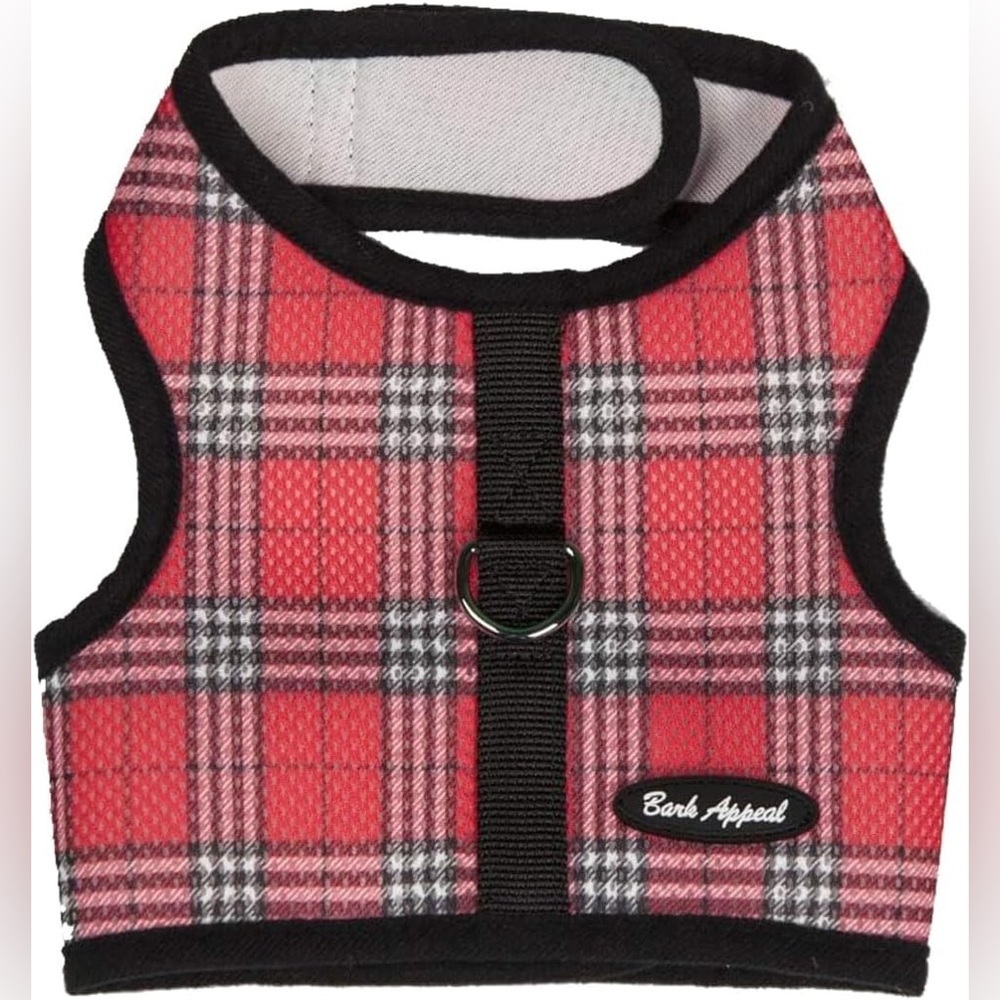 Bark Appeal Red Plaid Mesh Wrap N Go Harness in Size Large